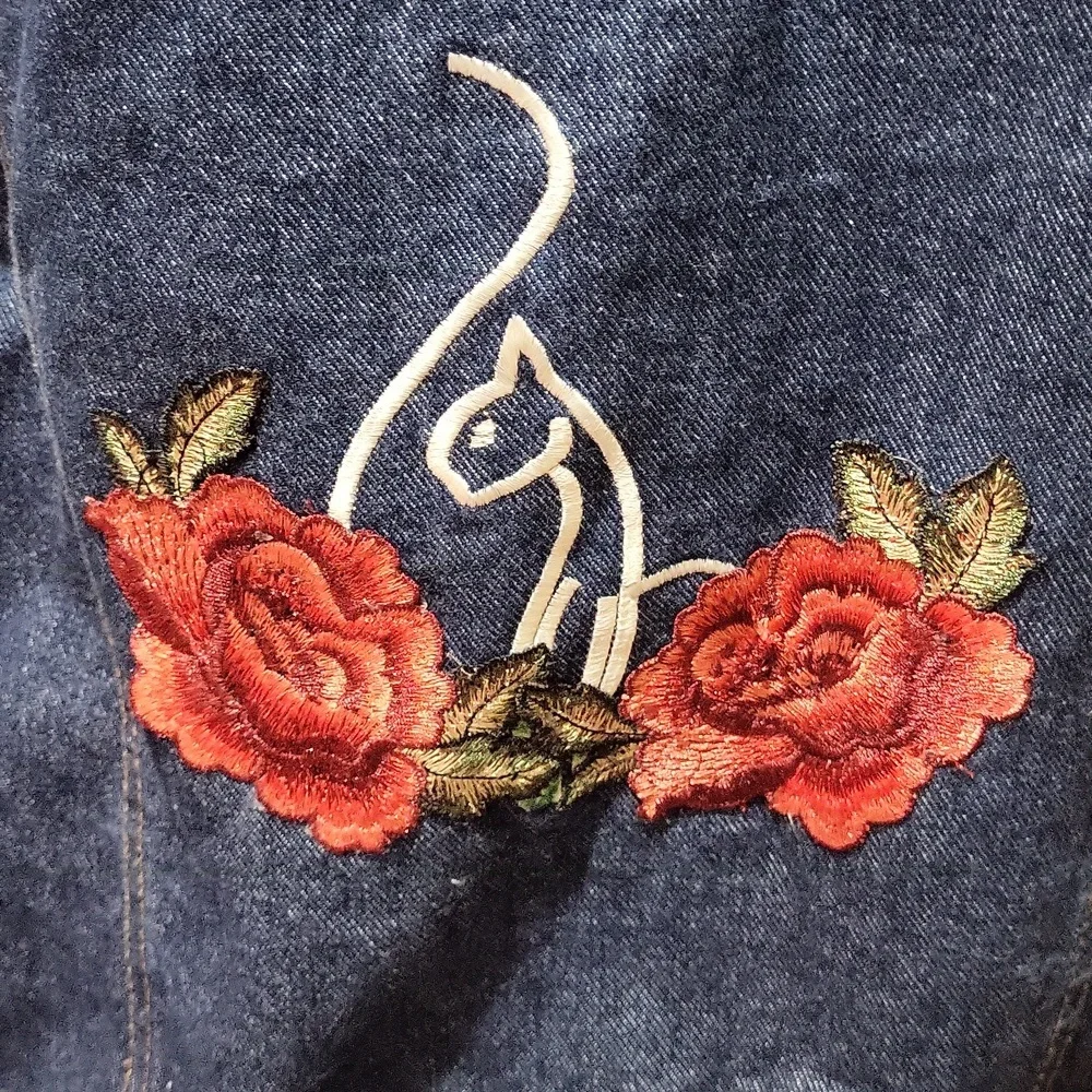Baby Phat Denim Jacket with Red Rose Embroidery - Picture 4 of 12